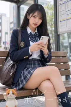 【A444】A4 AI 美女 ポスター アート グラビア 制服 美脚 コスプレ