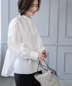 OPAQUE.CLIP オペークドットクリップ ペプラムシャツ ホワイト