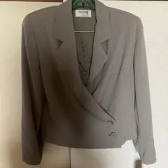 グレー ダブルブレスト ジャケット & フレアスカート セット
