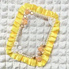 【A391】硬質ケースデコ b7サイズ イエロー バラ