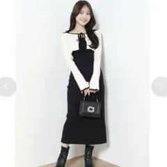 mercuryduo 3WAY配色ストラップバッククロスロングスリーブワンピース