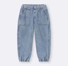 GU デニムワイドワークジョガーパンツ ブルー 130