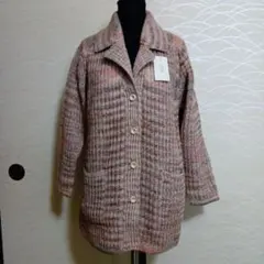 マルチカラー ニットボタン付きコート未着用日本製