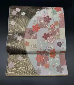 高級 正絹 袋帯 礼装 フォーマル 洒落帯　金糸　花柄　立波　387