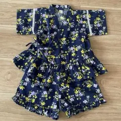 【美品】アプレレクール　甚平　90 花柄　お祭り　花火　浴衣　七夕　セパレート