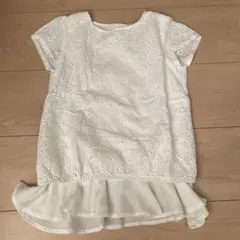 プティマイン  petit main  ペプラム　レース　トップス　カットソー