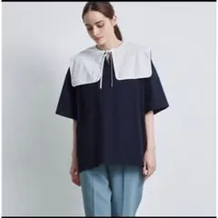 yori フロッキードットカラーtee ネイビー フリーサイズ - メルカリ