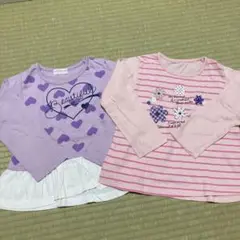 長袖カットソー　２枚セット　110サイズ　紫　ピンク　綿100%　女の子　ロンT