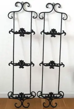 アイアン プレートホルダー（黒）3段　壁掛け