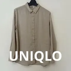 UNIQLO ベージュ レーヨン長袖シャツ Lのサムネイル