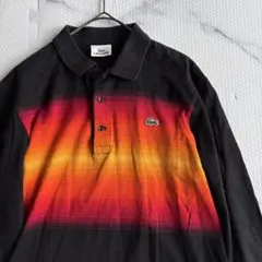 ✨美品✨ラコステ　長袖ポロシャツ　黒　グラデーションM