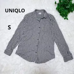 UNIQLO ユニクロ チェック柄 長袖シャツ S レディース 黒 秋 冬