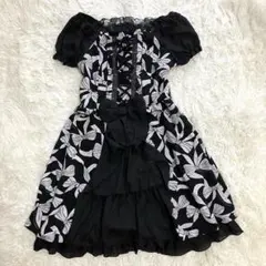 アクシーズファムポエティック ワンピース パフスリーブ リボン フリル フレア