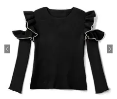 配色フリルオープンショルダーニットトップス[dr342] GRL