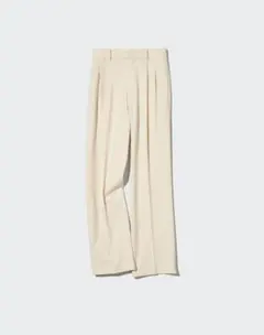 ユニクロ　タックワイドパンツ　ツータック　クリーム　標準丈　S