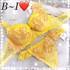 大人気♥️高級刺繍レース✨イエロー 全5色展開✨上下セット♬サルート系ワコール系