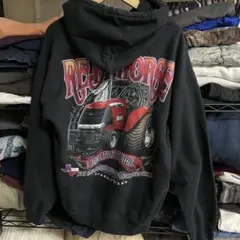 アメリカ古着両面モーターカルチャープリント フーディーパーカーM 世界のギルダン