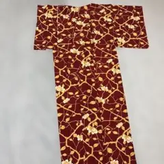 着物　赤色　花柄　小紋