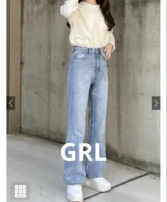 ワイドセミフレアデニムパンツ[cu136] ライトブルー フレアデニム M