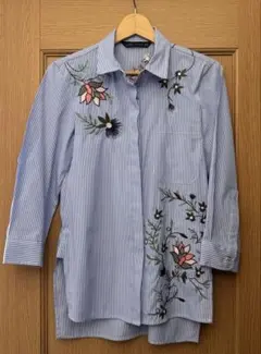 ZARA コットンシャツ　ブルー　XSのサムネイル