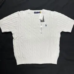 【新品タグ付き】ポロラルフローレン 半袖 ケーブルニット (サイズS)ポニー刺繍