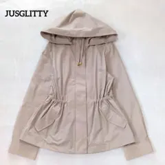 ジャスグリッティー ショートブルゾン 2way フード付き 撥水加工 モカ 