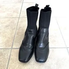 大特価‼️美品　ショートブーツ　ブーツ　ブラック　黒　ソックスブーツ　23.5