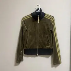 adidas トラックジャケット ベロア カーキ Y2K