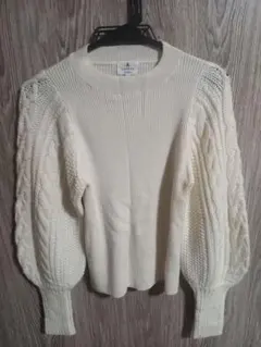 LANVIN en Bleu ケーブルスリーブボリューム袖ニット サイズ38　⑧