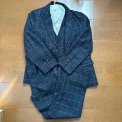ネイビー チェック柄 スーツ