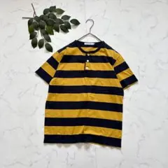 8255✾セブンデイズサンデイ✾ヘンリーネックTシャツ【M】ボーダー/綿100のサムネイル