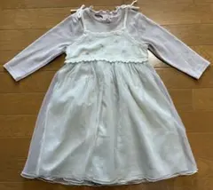 petit mainプティマイン　チュールワンピース　重ね着風　110