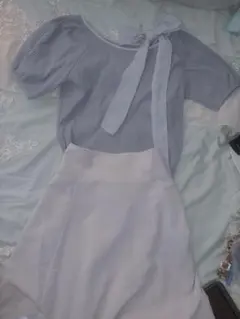 earth 夏服 リボン 可愛い 服 清楚系 水色 ブルー フリーサイズ