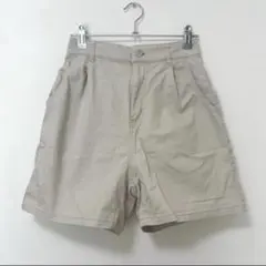 ハイウエスト　ショートパンツ　綿　Mサイズ　ベージュ