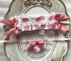 10cm ぬい服 ピンク いちご ヘッドドレス スタイ よだれかけ セット