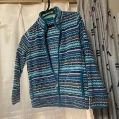 フリースジャケット サイズ140 青系ストライプ