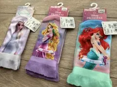 【新品】ディズニープリンセス 靴下 3足 福助 アリエル ラプンツェル エルサ