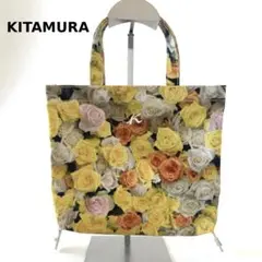 美品★キタムラ ミニトートバッグ バラ柄 Kロゴ ミニバッグ サブバッグ