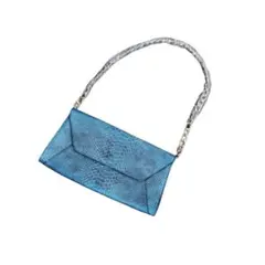 2WAY バック(クラッチ &チェーンストラップ)パイソン柄くすみブルー