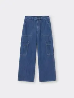 GU ミドルライズカーゴジーンズ BLUE ブルー 青