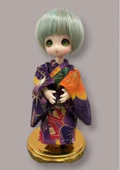 あまむすシナモン ハンドメイド ドール用着物 紫系 オビツ11ボディー