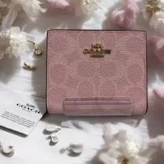 訳あり特価❕COACH 二つ折り 財布 シグネチャー ピンク お札 カード