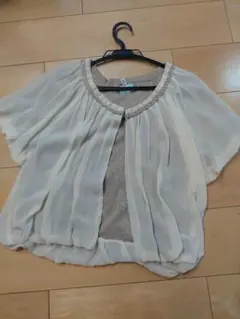 クリーム色 シフォン ボレロ