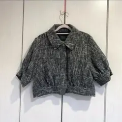 Heather 半袖 ツイードジャケット 黒のサムネイル