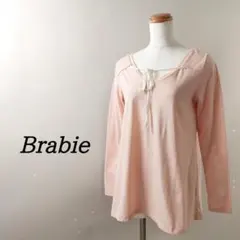 バービーBrabie胸元リボン長袖カジュアルVネックカットソー桃ライトピンクMのサムネイル