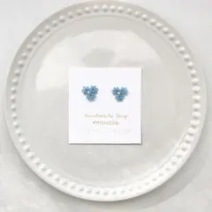 タティングレースの一粒ビオラピアス/イヤリング　空色