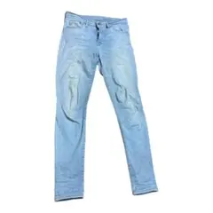 H&M スキニージーンズ ライトブルー ダメージ ジーンズ 古着 オシャレ着