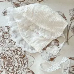 【新品♡】アイボリー レース フリル ベビー帽子 セレモニー レースボンネット