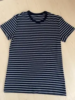 UNIQLO ソフトリブボーダークルーTシャツ　ネイビー　Lサイズ（試着のみ）