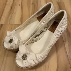 トリーバーチ/TORY BURCH ウェッジソール 白 5B ヒール高さ8㎝のサムネイル